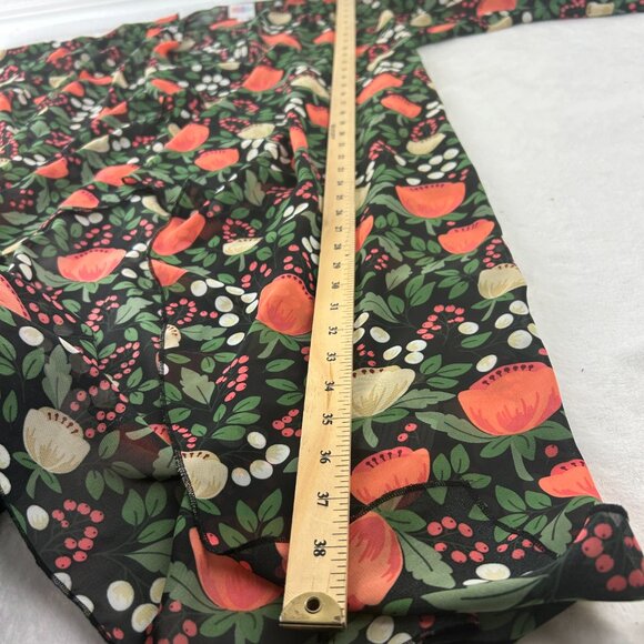 LuLaRoe Shirley Open Front Jacket Kimono Size M Sheer Black Poppy Floral - Picture 5 of 8